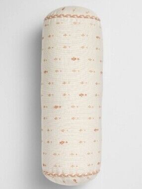 Threshold NWT 18" Cotton Geo Embroidered Bolster Pillow In Cream/Blush Peach